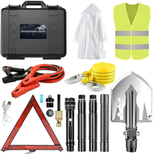 Car Breakdown Emergency Kit with Jump Leads & Tow Rope