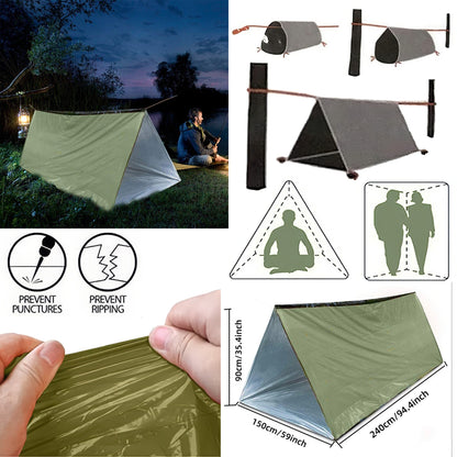 Emergency Survival & Shelter Kit | 2 Person Tube Tent, Bivvy, Poncho & Blanket